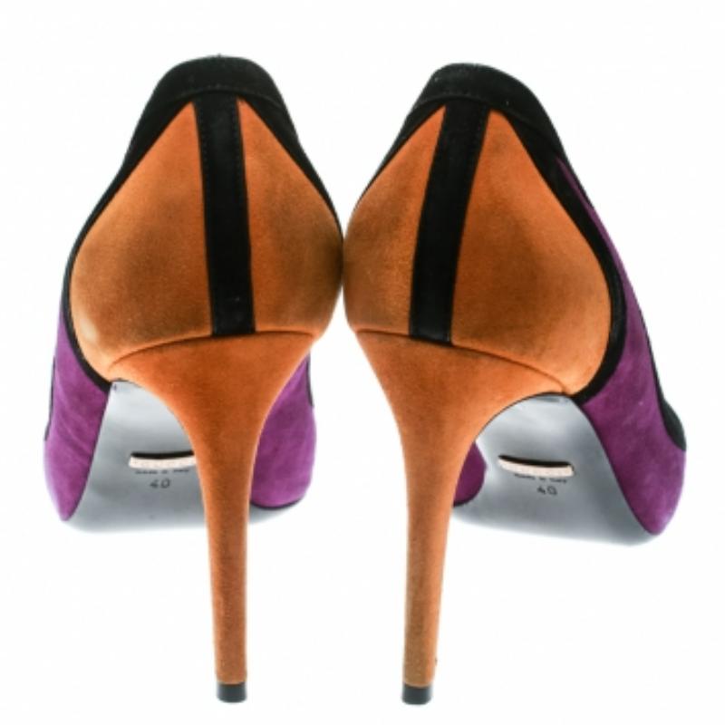 Noir Gucci escarpins à bout pointu en daim tricolore, taille 40 en vente