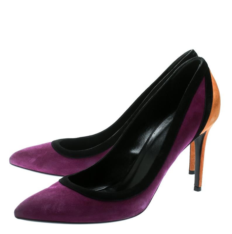 Women's Gucci Tricolor Suede Pointed Toe Pumps Size 40 For Sale