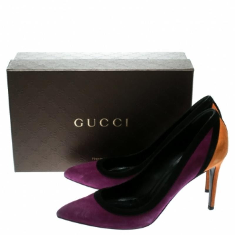 Gucci escarpins à bout pointu en daim tricolore, taille 40 en vente 1