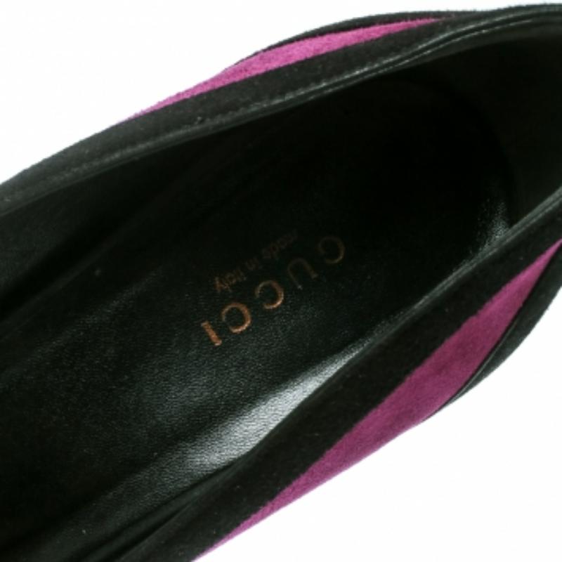 Gucci escarpins à bout pointu en daim tricolore, taille 40 en vente 3