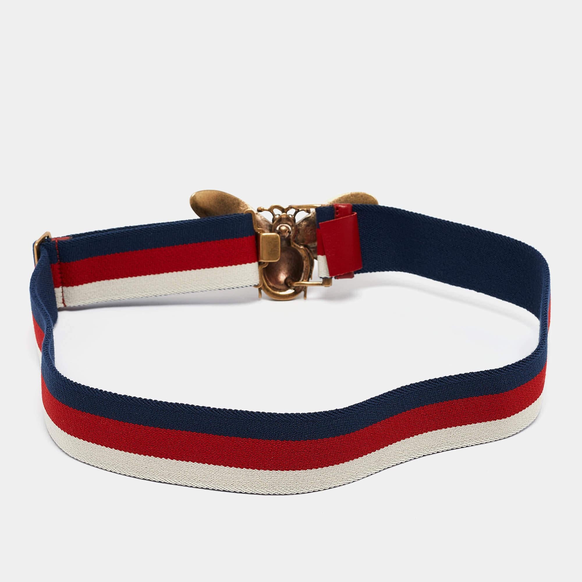 Gucci Cintura ape Regina Margherita in tela tricolore 80CM In condizioni buone a Dubai, Al Qouz 2
