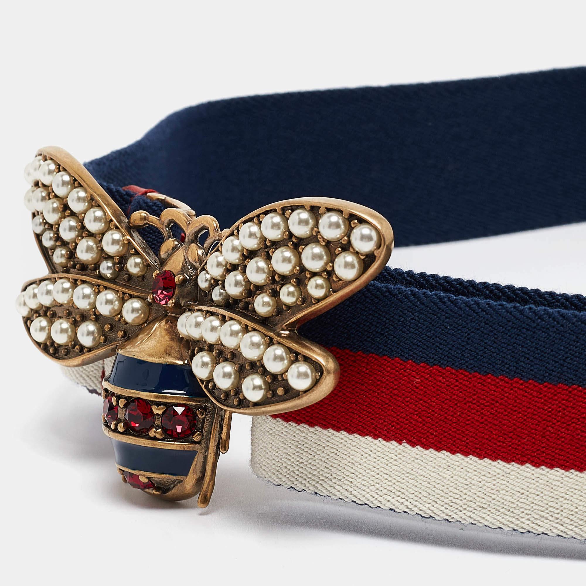 Donna Gucci Cintura ape Regina Margherita in tela tricolore 80CM