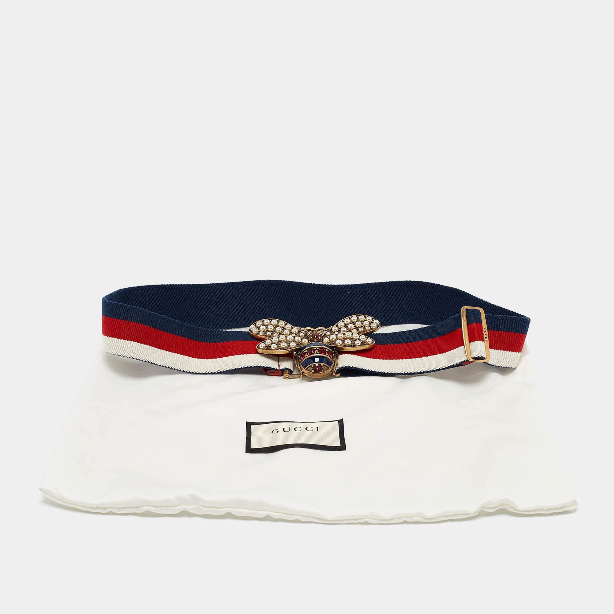Gucci Cintura ape Regina Margherita in tela tricolore 80CM 2