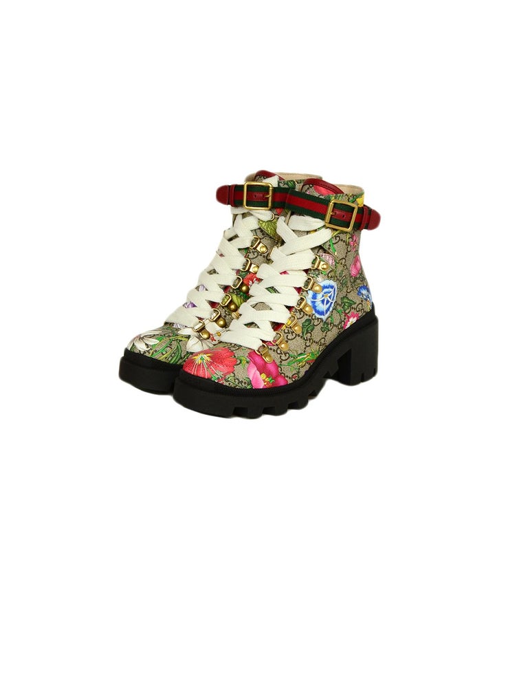 Gucci Trip GG Floral GG Supreme Combat Boots sz 36 rt. $980 For Sale at  1stDibs | gucci floral boots, gucci floral combat boots, gucci flower boots
