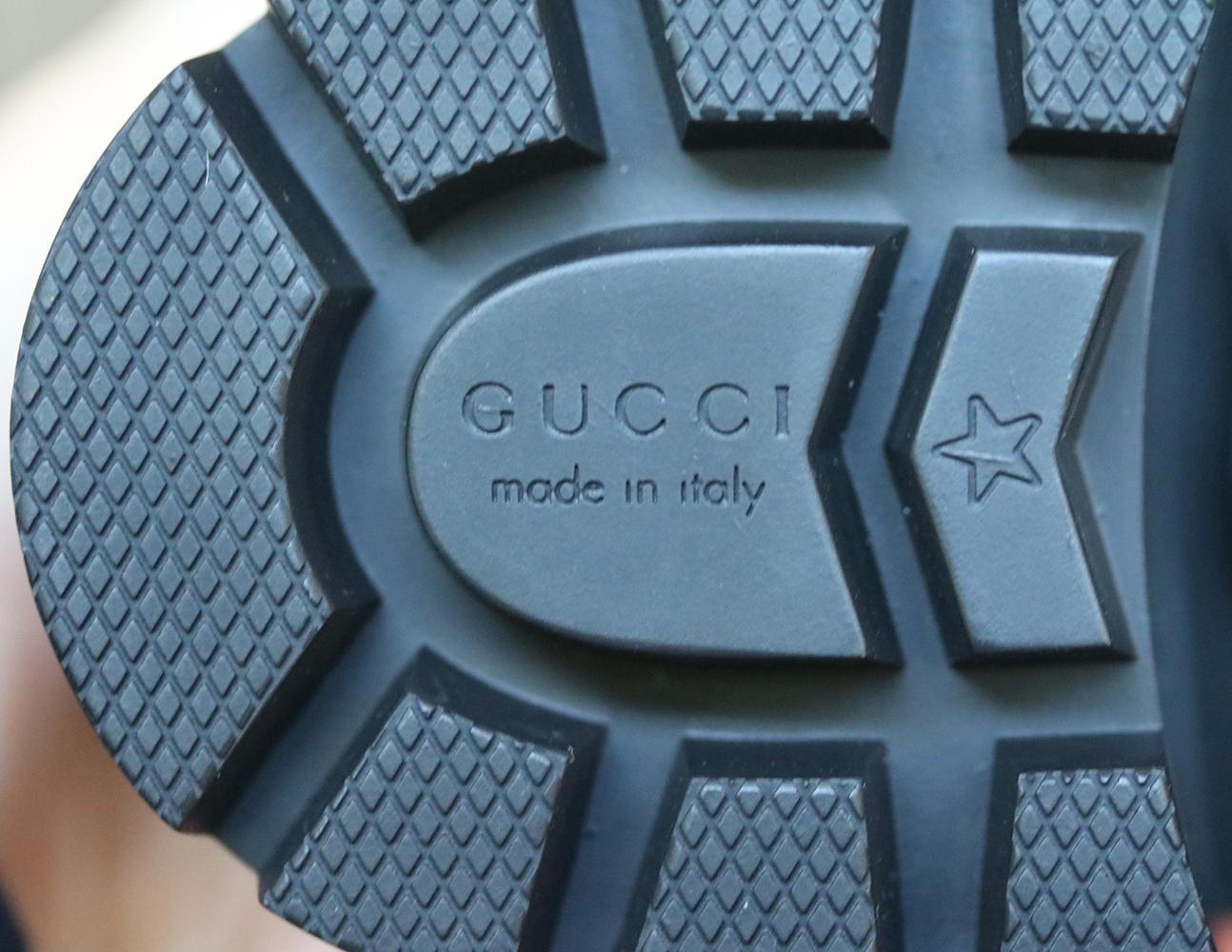Women's Gucci Trip Grosgrain-Trimmed Logo-Print Wool Ankle Boots