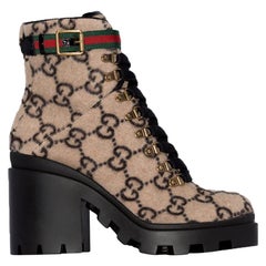 Gucci Trip Grosgrain-Trimmed Logo-Print Wool Ankle Boots