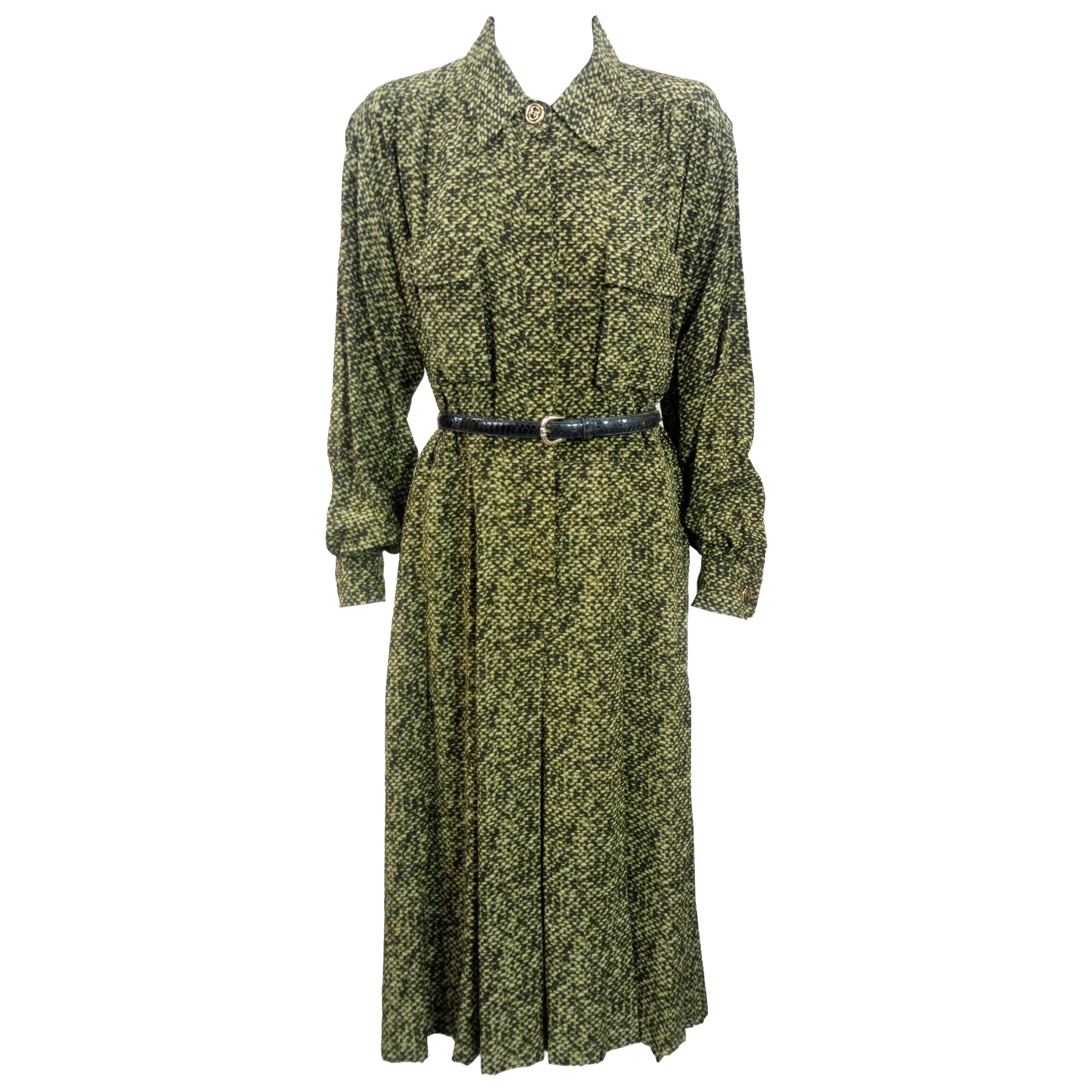 Gucci Tromp L'Oiel Silk Tweed Print Dress For Sale