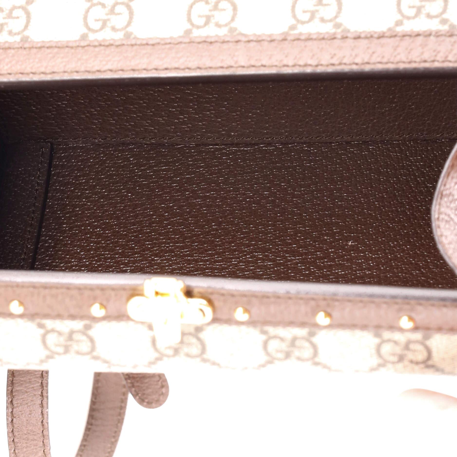 Gucci Trunk Flap Lock Shoulder Bag GG Coated Canvas with Studded Leather 1