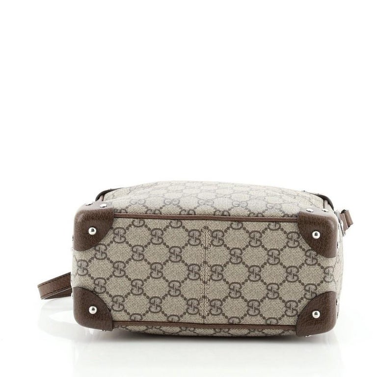Gucci Trunk Shoulder Bag GG Coated Canvas with Studded Leather at
