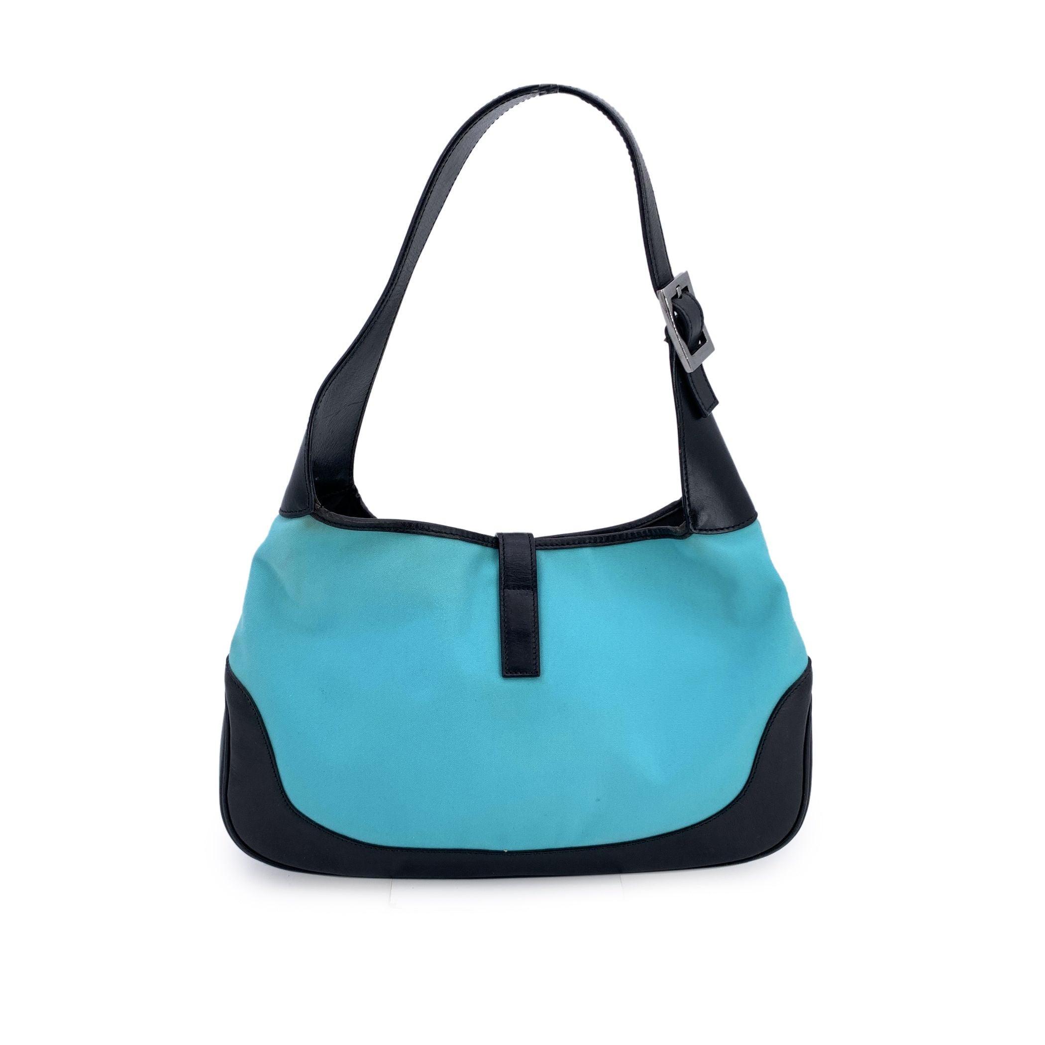 Verde Gucci Borsa Hobo in tela turchese e pelle nera Jackie Black Handbag in vendita