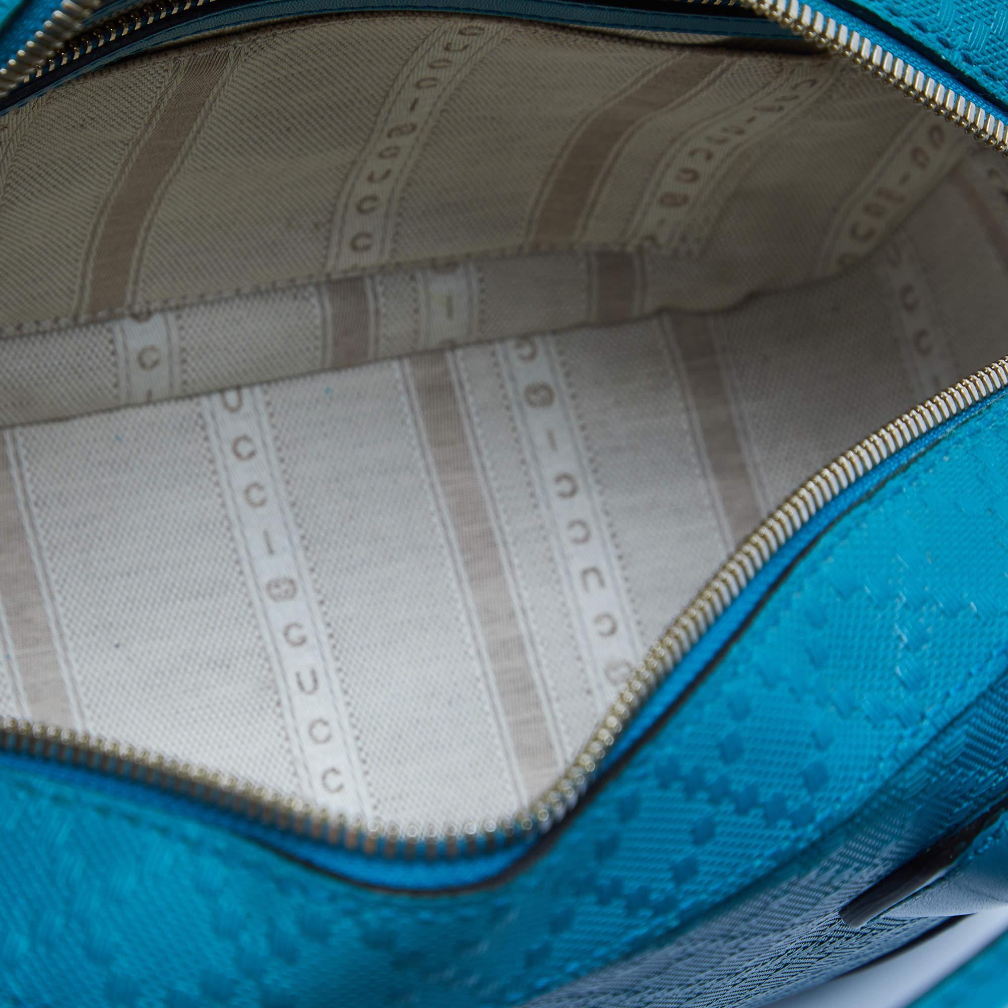 Gucci Turquoise Diamante Leather Small Satchel 2