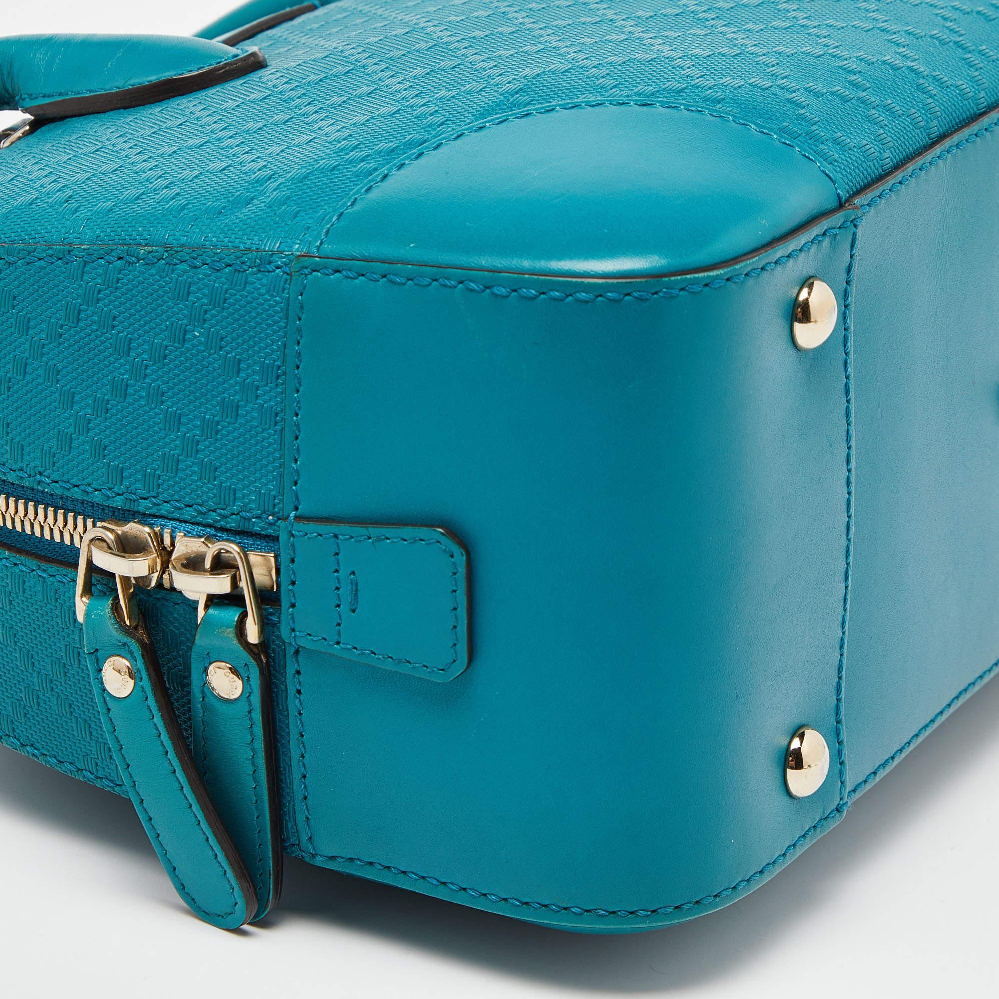 Gucci Turquoise Diamante Leather Small Satchel 4