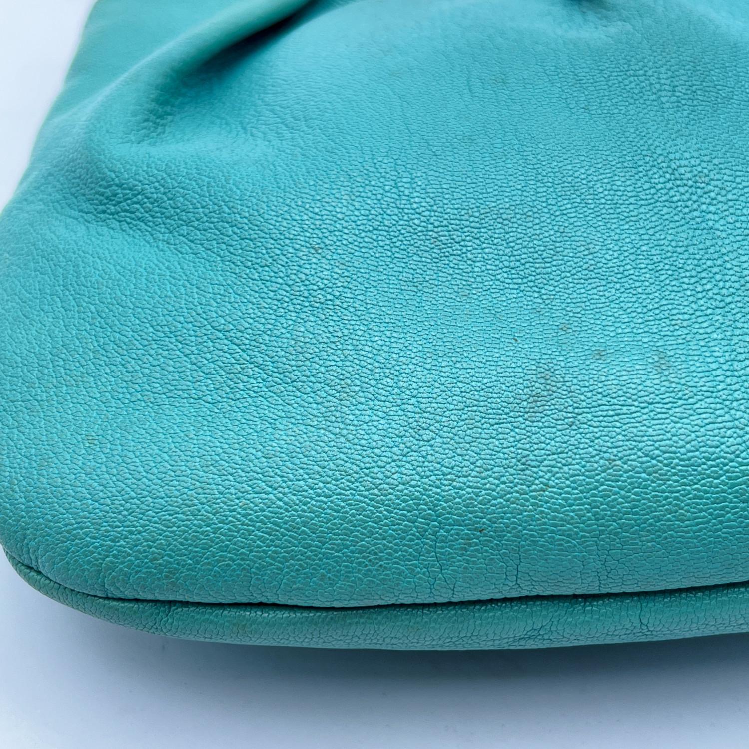 Gucci Turquoise Leather Bamboo Handle Studded Handbag Hobo Bag 4