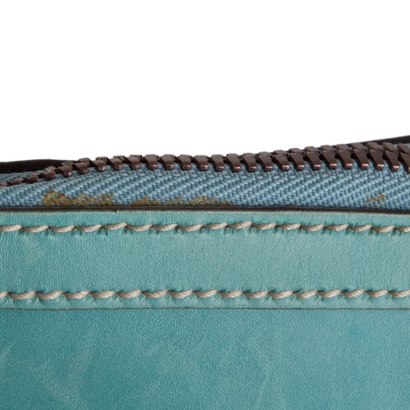 Blue GUCCI turquoise leather GG BUCKLE Shoulder Bag
