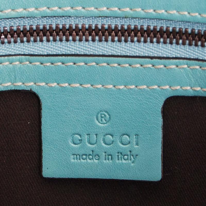 GUCCI turquoise leather GG BUCKLE Shoulder Bag 1