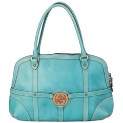 GUCCI turquoise leather GG BUCKLE Shoulder Bag