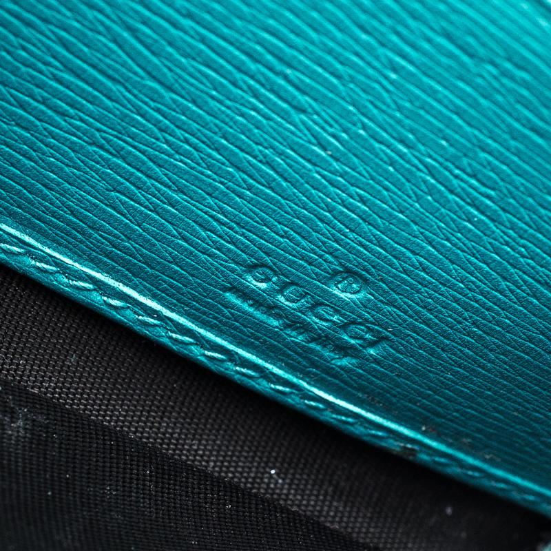 Gucci Turquoise Leather Horsebit Continental Wallet 4