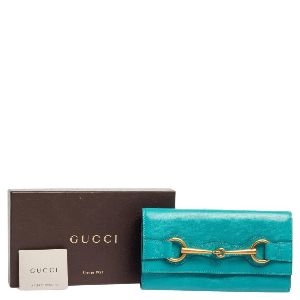 Gucci Turquoise Leather Horsebit Continental Wallet 6
