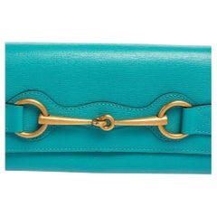 Gucci Turquoise Leather Horsebit Continental Wallet