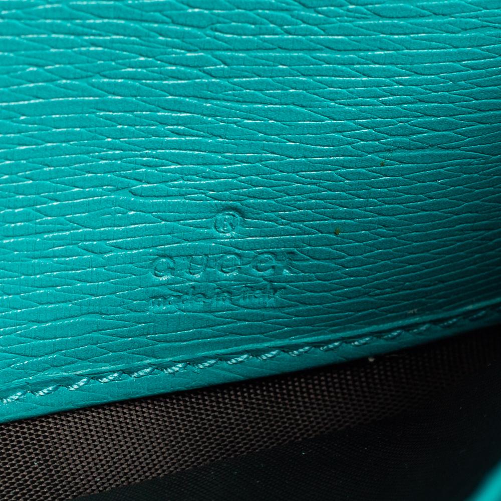 Gucci Turquoise Leather Horsebit Continental Wallet In Excellent Condition In Dubai, Al Qouz 2