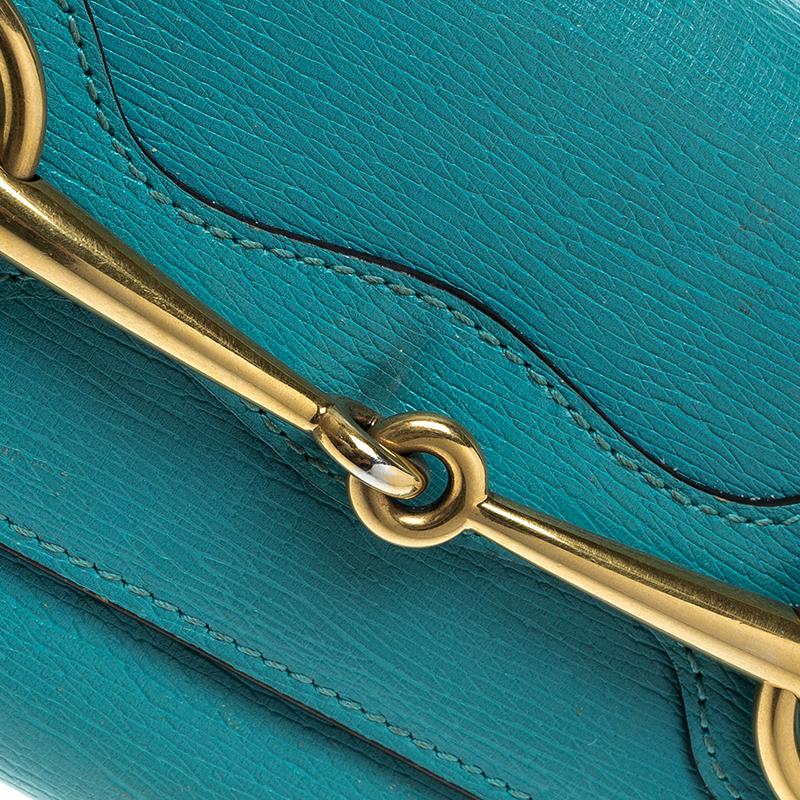 Gucci Turquoise Leather Horsebit Continental Wallet In Good Condition In Dubai, Al Qouz 2