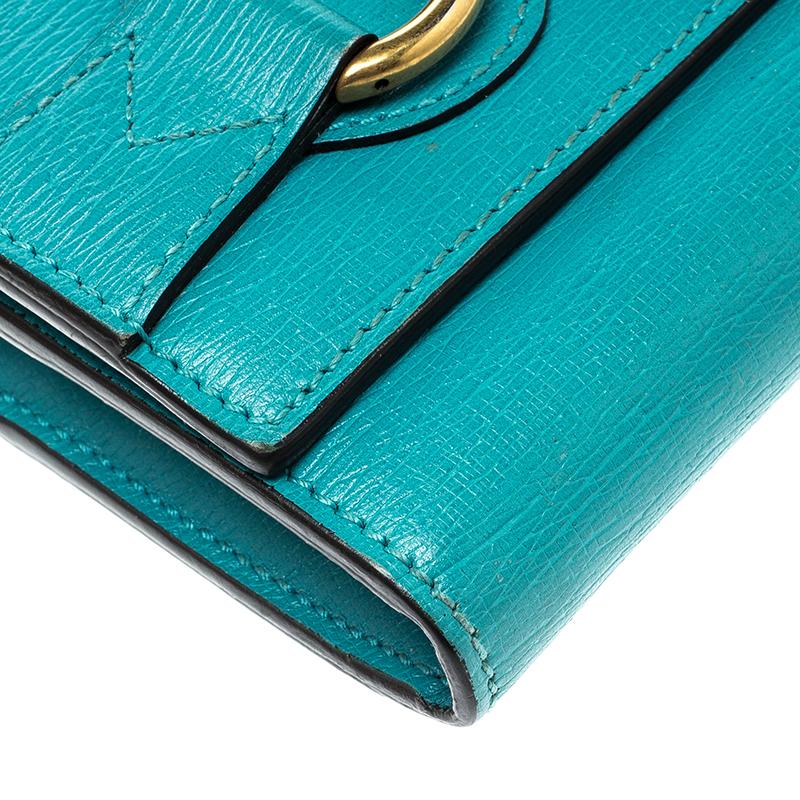 Gucci Turquoise Leather Horsebit Continental Wallet 1
