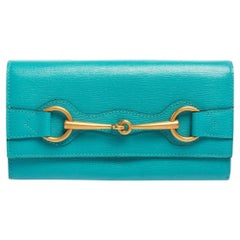 Gucci Turquoise Leather Horsebit Continental Wallet