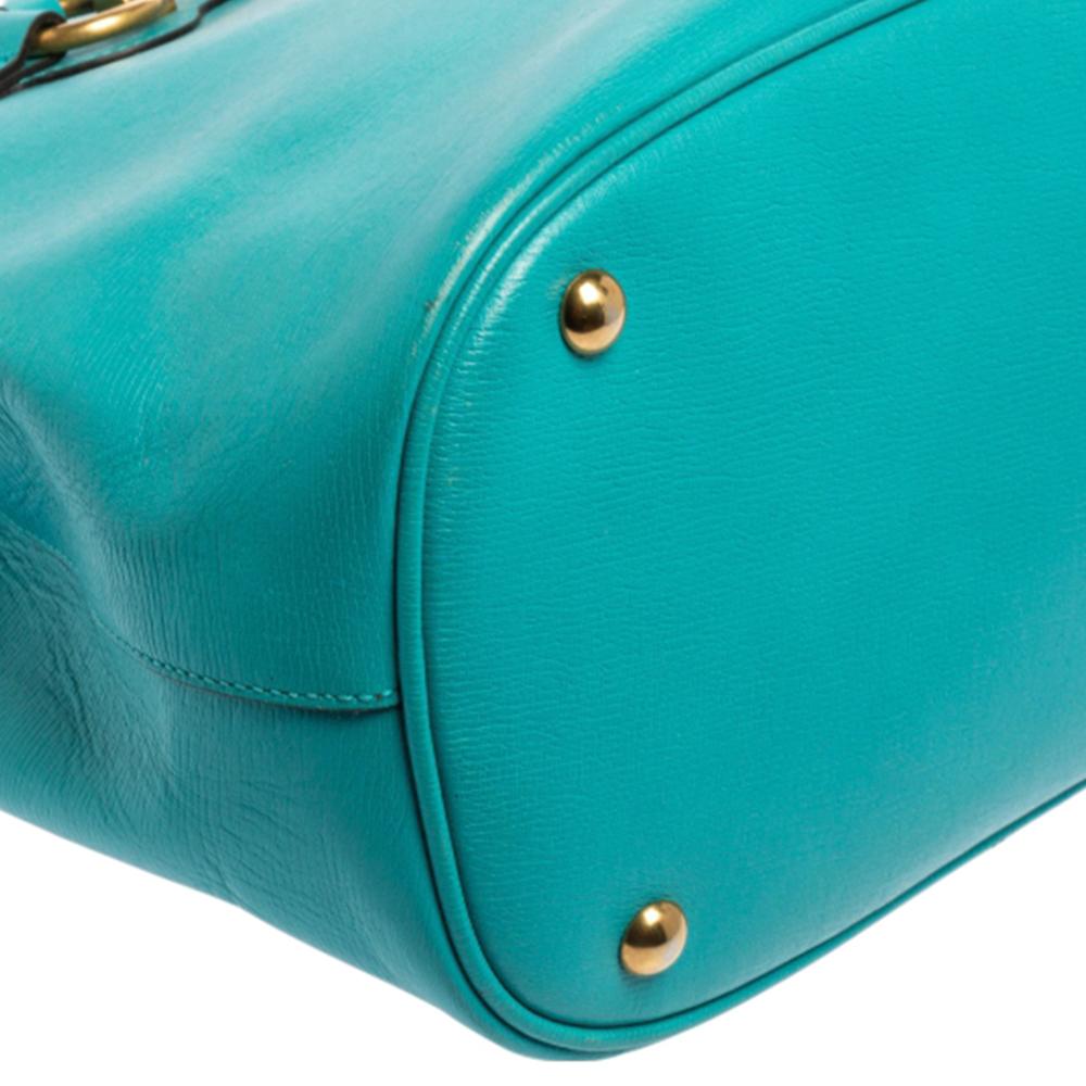 Gucci Turquoise Leather Medium Bright Bit Tote 2