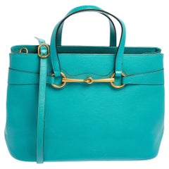 Gucci Turquoise Leather Medium Bright Bit Tote