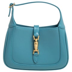 Gucci Türkisfarbenes Leder Mini 1961 Jackie Hobo