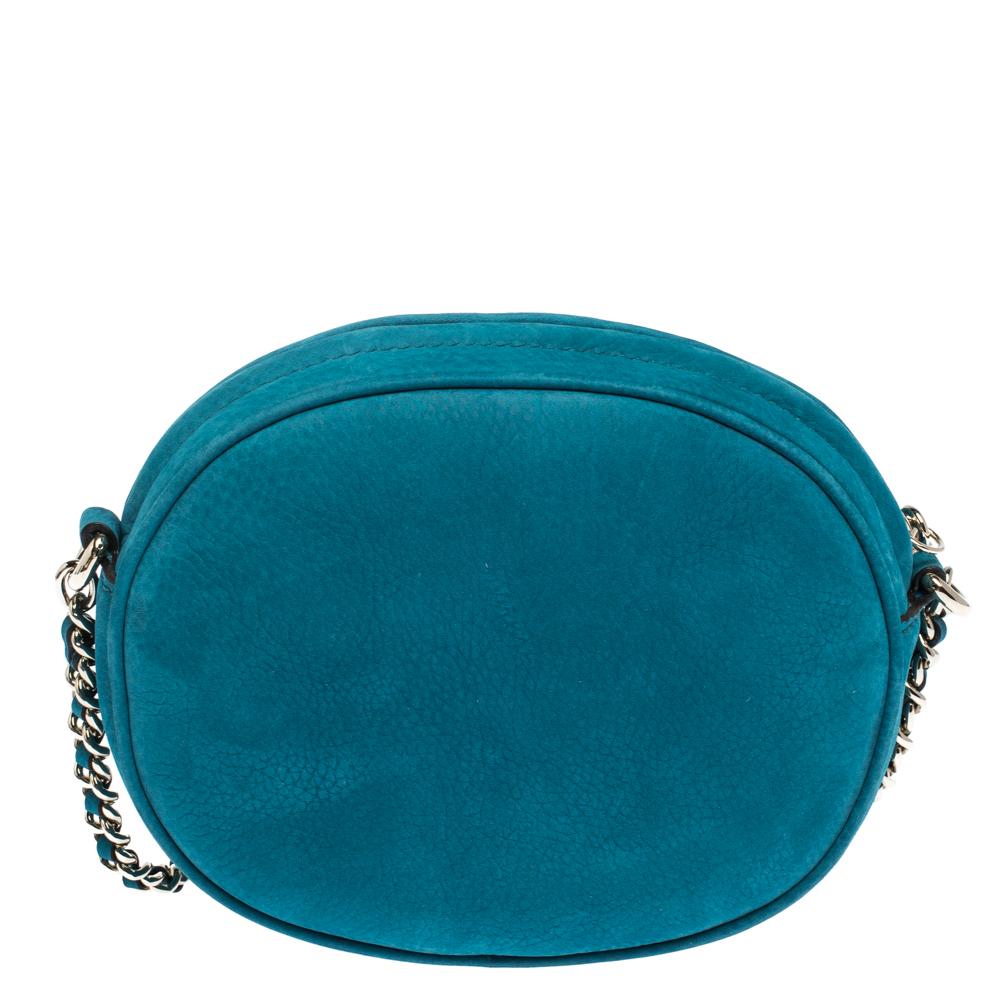 Gucci Turquoise Leather Mini Soho Disco Chain Crossbody Bag 3