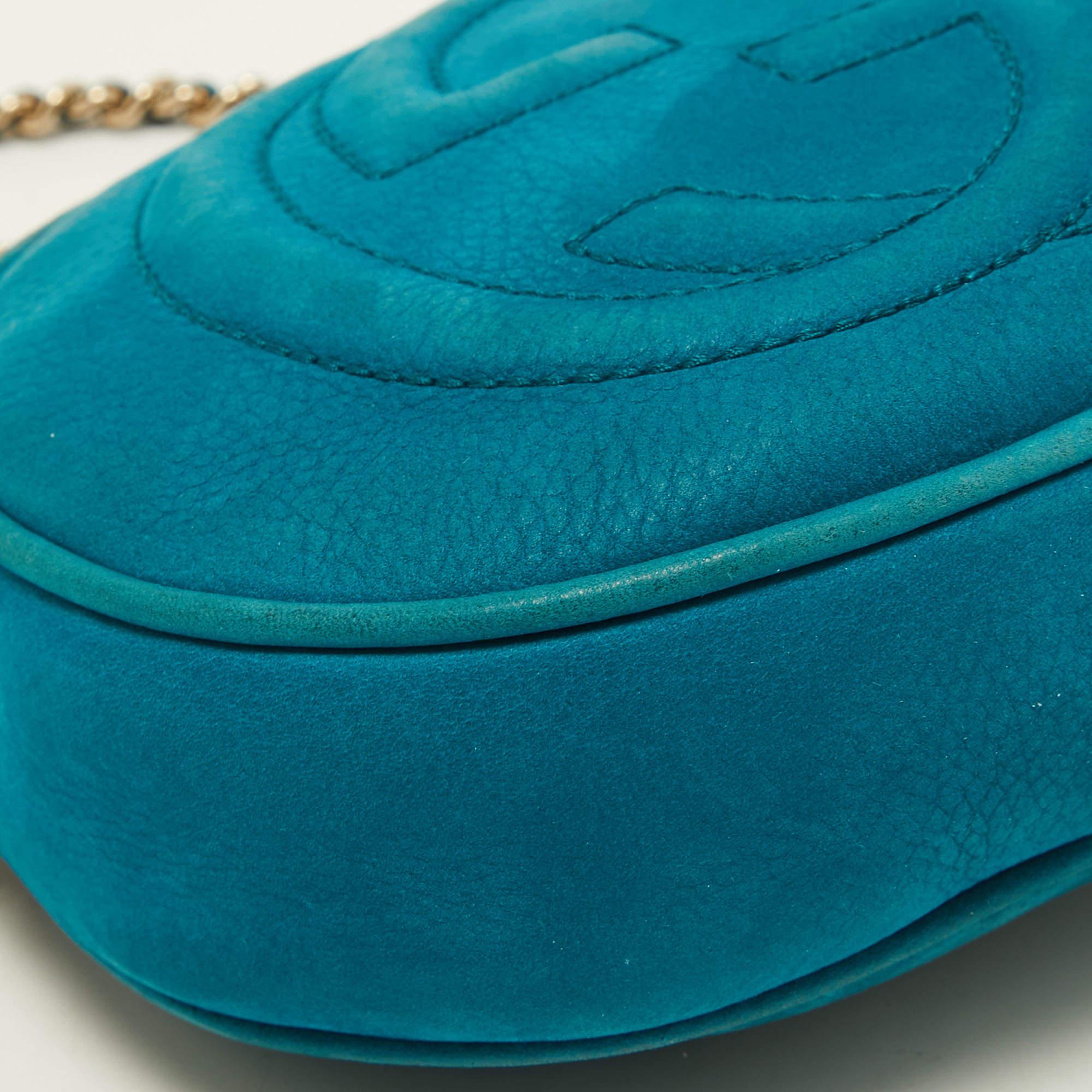 Gucci Turquoise Leather Mini Soho Disco Chain Crossbody Bag at 1stDibs