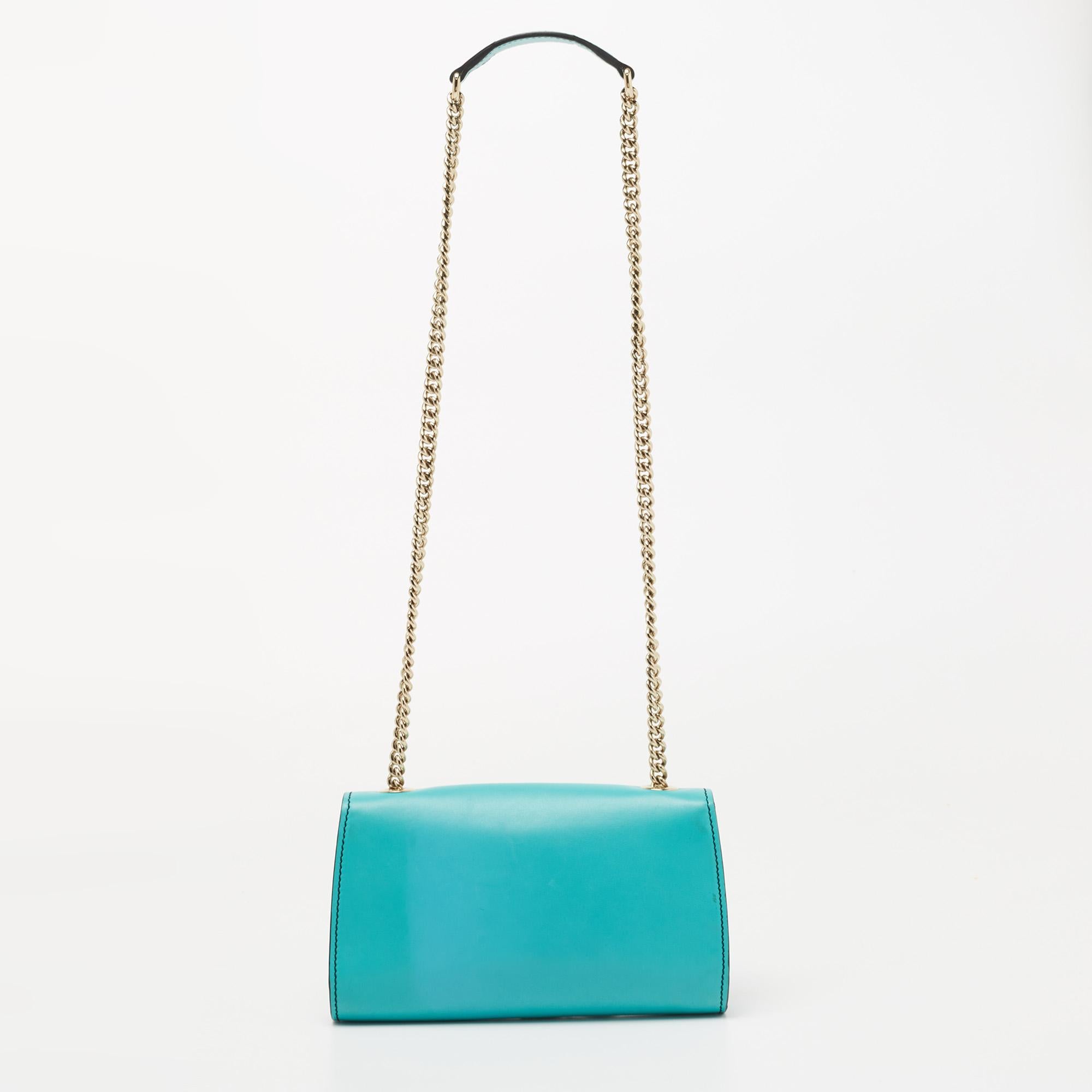 Gucci Turquoise Leather Small Emily Shoulder Bag 4