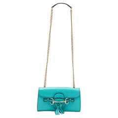 Gucci Turquoise Leather Small Emily Shoulder Bag