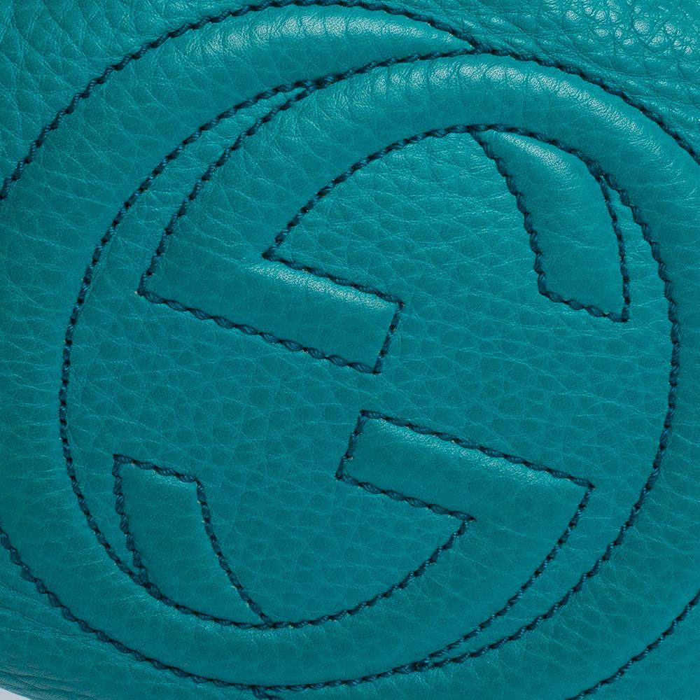 Blue Gucci Turquoise Leather Soho Disco Crossbody Bag