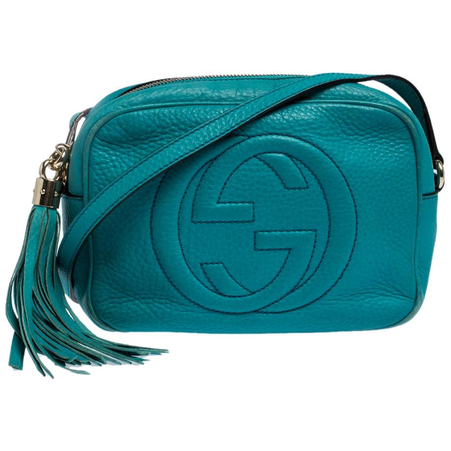 Gucci Turquoise Leather Soho Disco Crossbody Bag