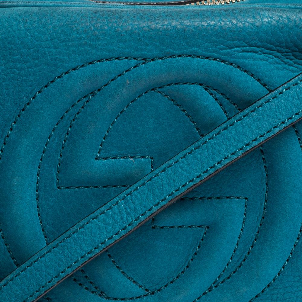 Gucci Turquoise Nubuck Leather Soho Disco Shoudler Bag In Good Condition In Dubai, Al Qouz 2