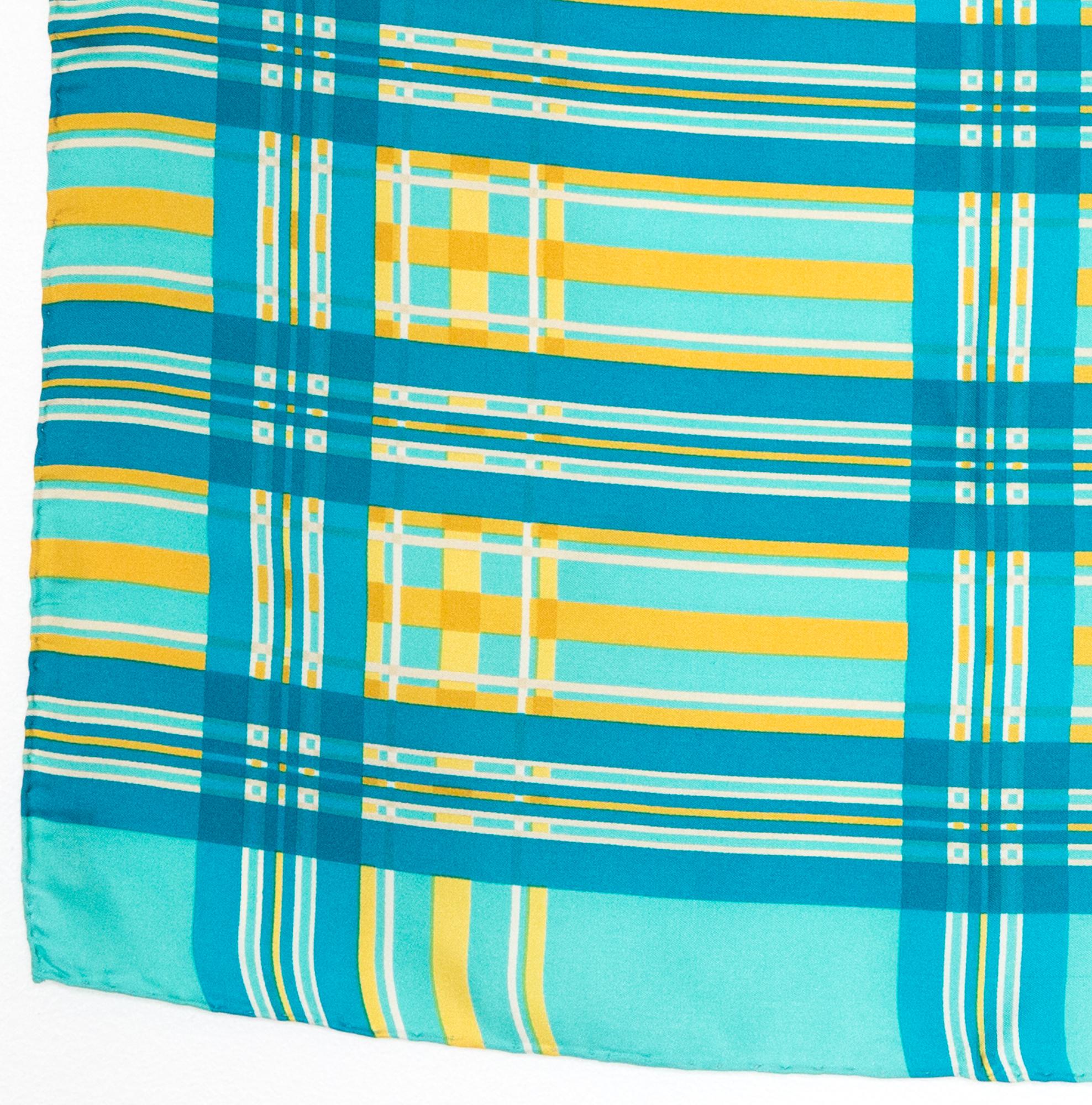 Blue Gucci Turquoise Printed Silk Scarf For Sale