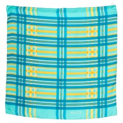 Gucci Turquoise Printed Silk Scarf
