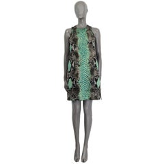 GUCCI turquoise SNAKE JACQUARD SLEEVELESS SHIFT Dress 38 XS