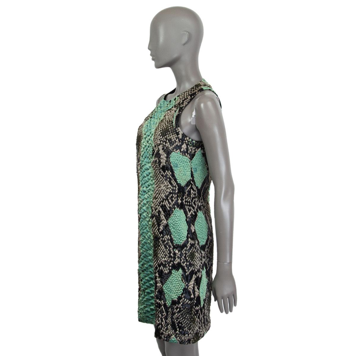 Gray GUCCI turquoise SNAKE JACQUARD SLEEVELESS SHIFT Dress 38 XS For Sale