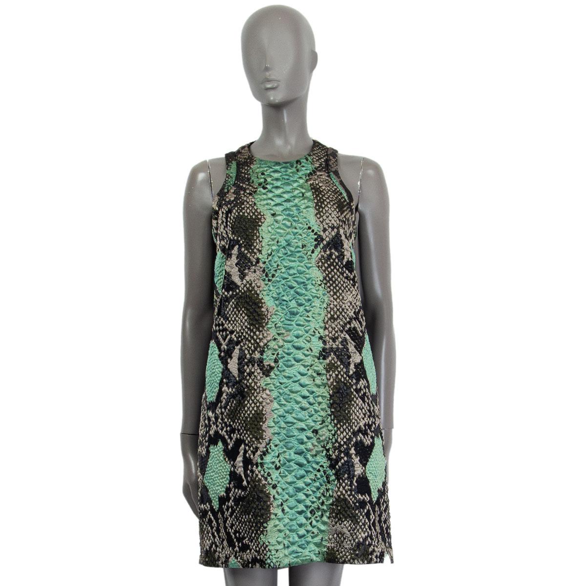 GUCCI turquoise SNAKE JACQUARD SLEEVELESS SHIFT Dress 38 XS For Sale