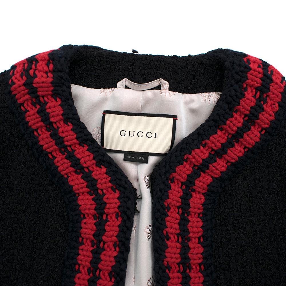 Gucci Tweed-Boucle Jacket With Red-Knit Trim SIZE 46 In Excellent Condition In London, GB