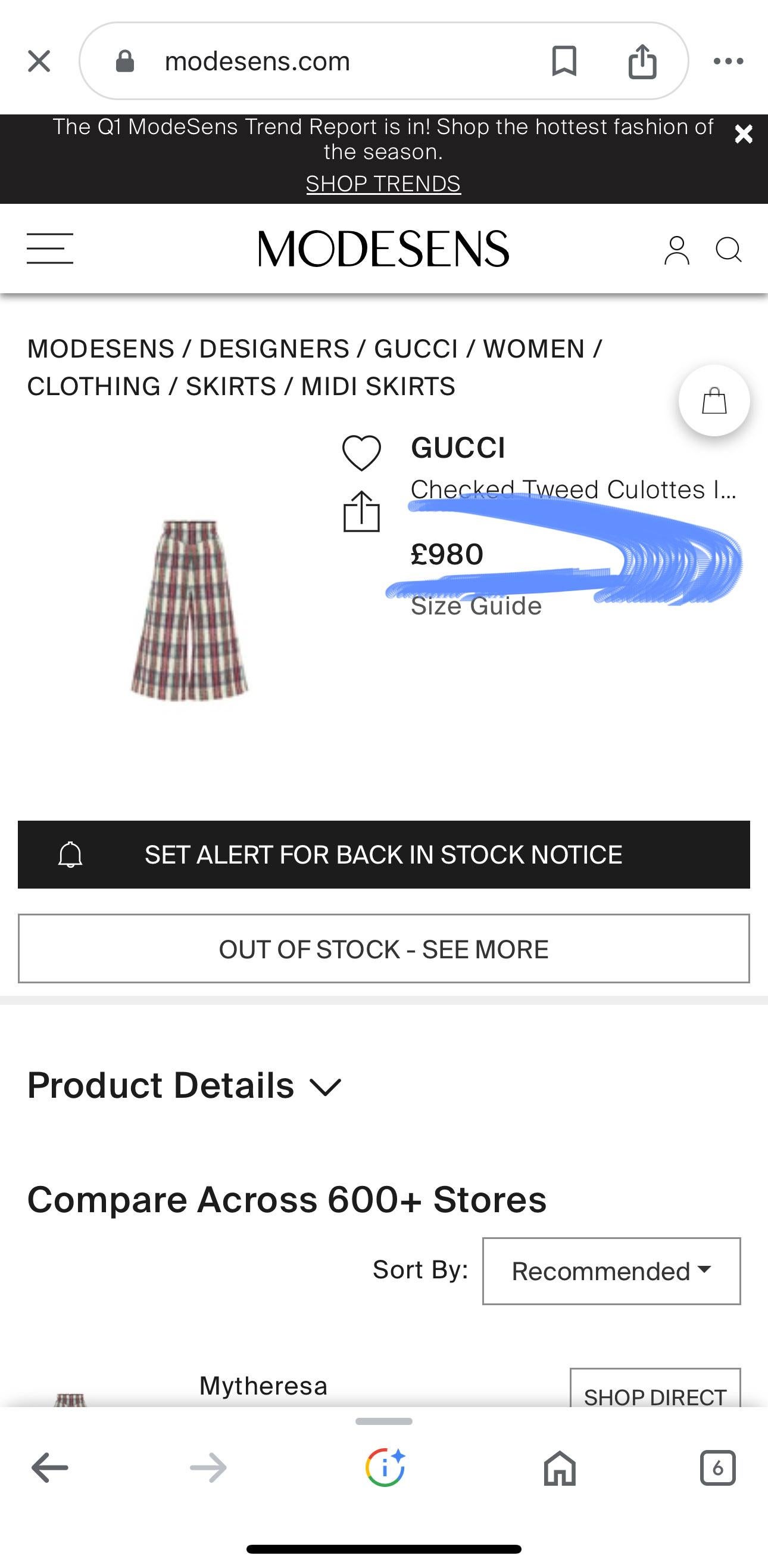 Gucci Tweed Culotte Trousers in Iconic Tricolour  For Sale 6