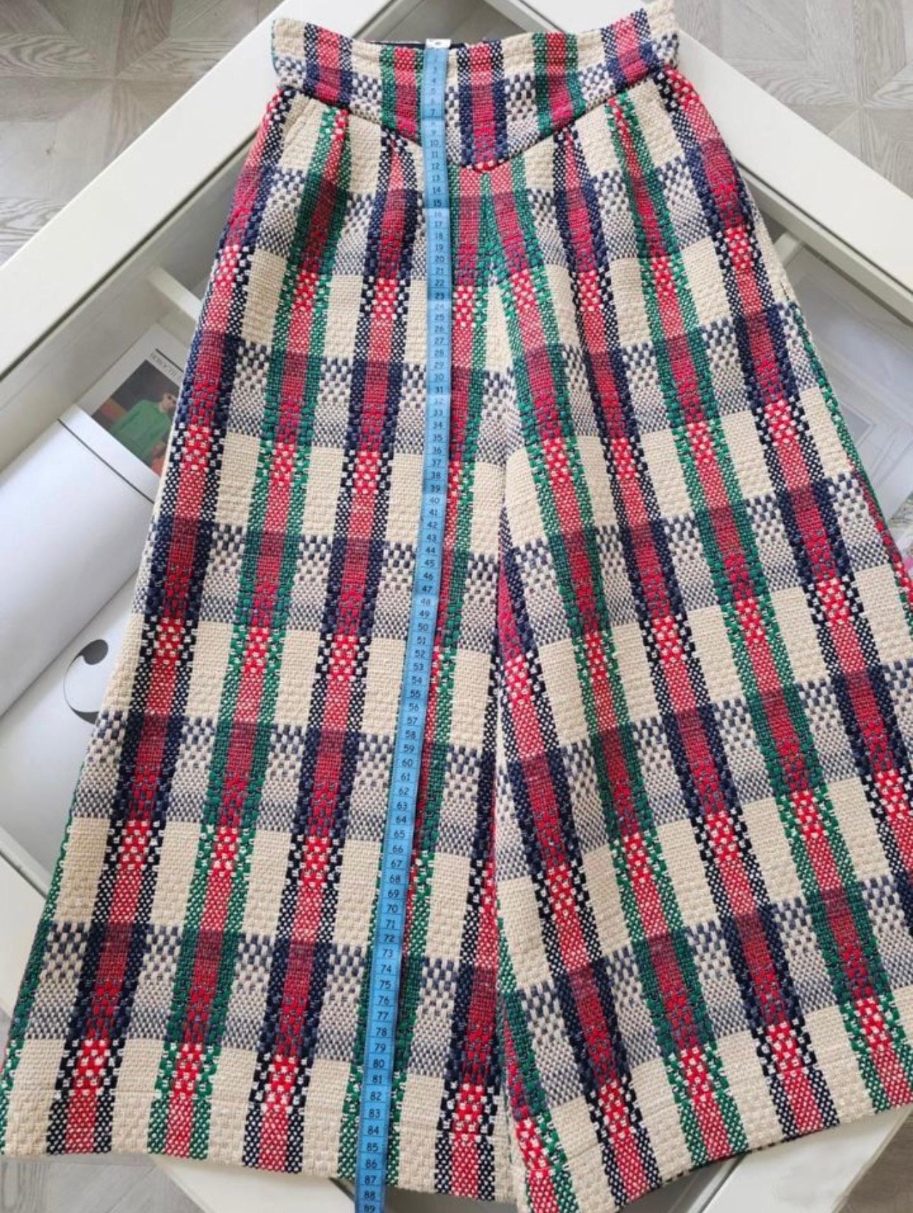 Gucci Tweed Culotte Trousers in Iconic Tricolour  For Sale 2