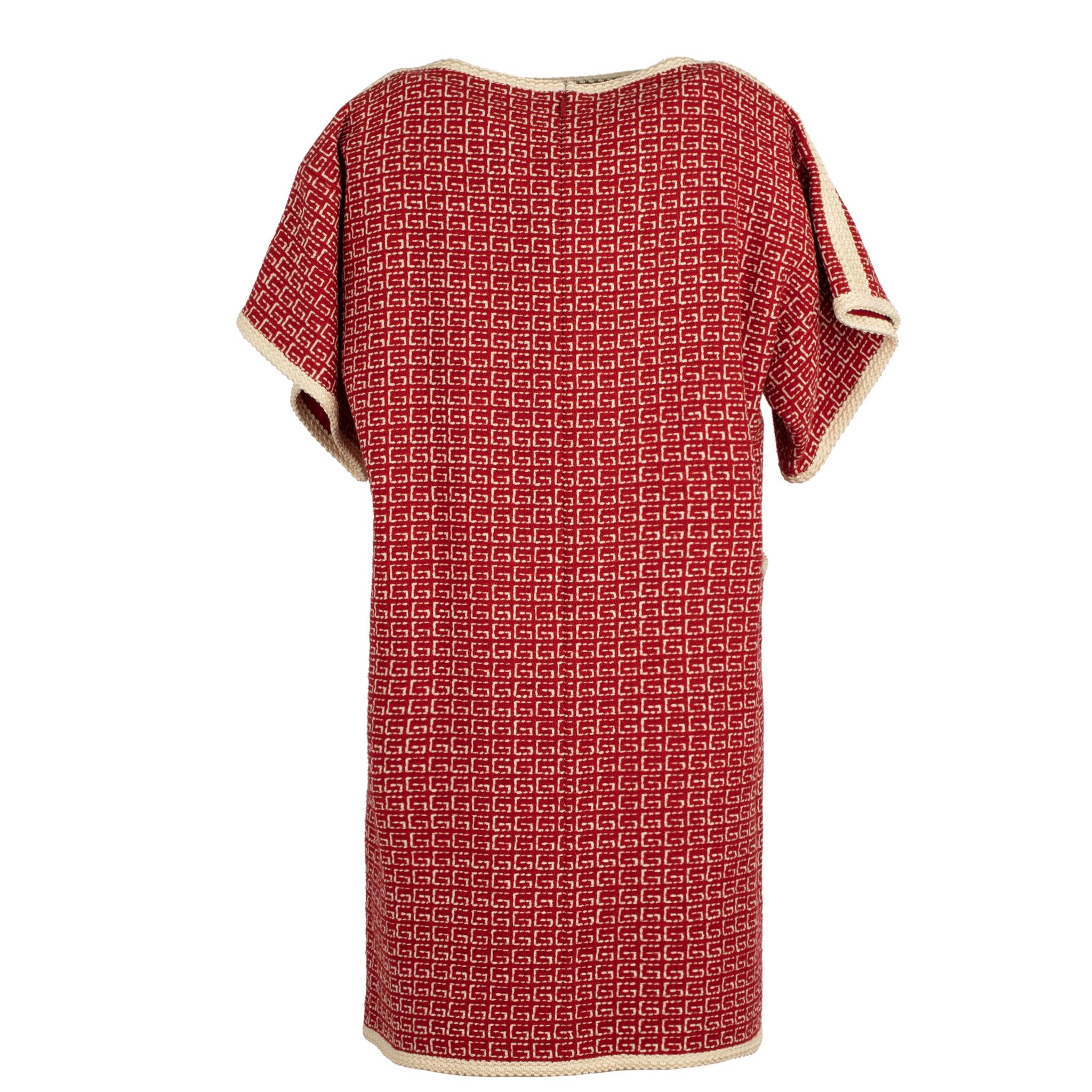 Gucci Tweed Red & Off-White Tunic Dress 38 IT For Sale 10