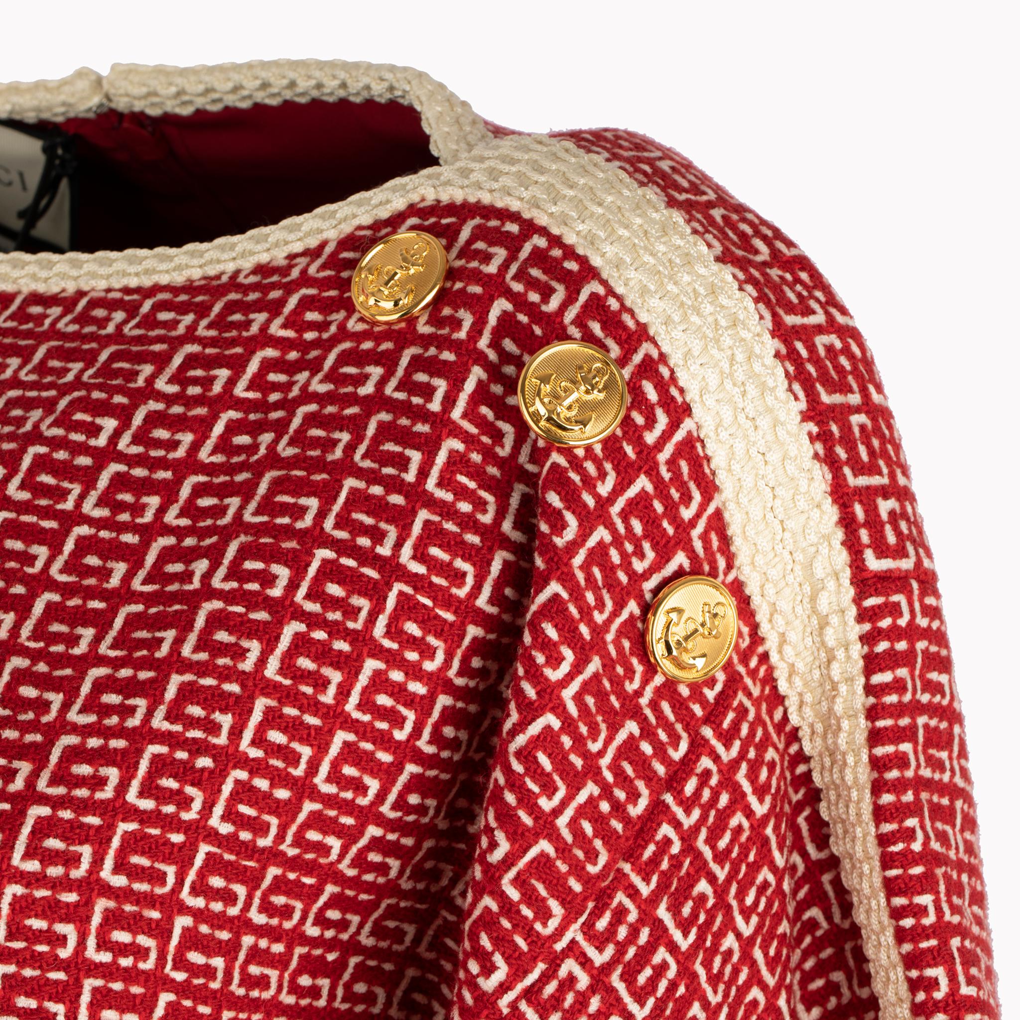 Gucci Tweed Rot & Off-White Tunikakleid 38 IT im Angebot 13