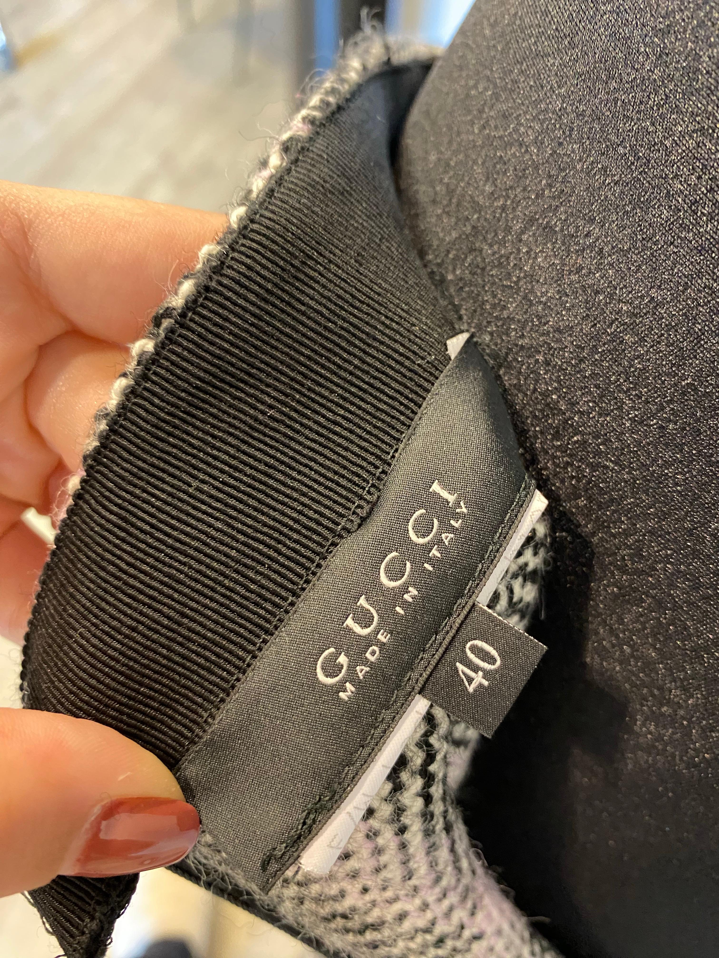 Gucci Tweed skirt in shades of black that looks almost gray and pink lilac with For Sale 1
