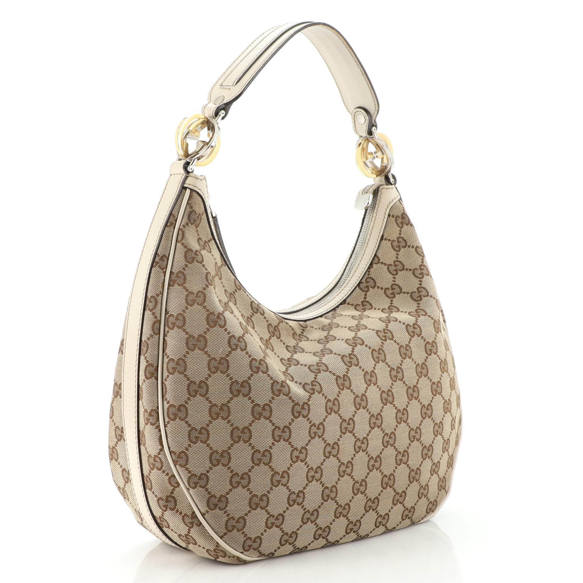 Brown Gucci Twins Hobo GG Canvas Medium