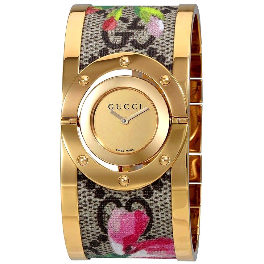 Gucci Twirl Bloom Gold Twirling Dial Watch YA112443